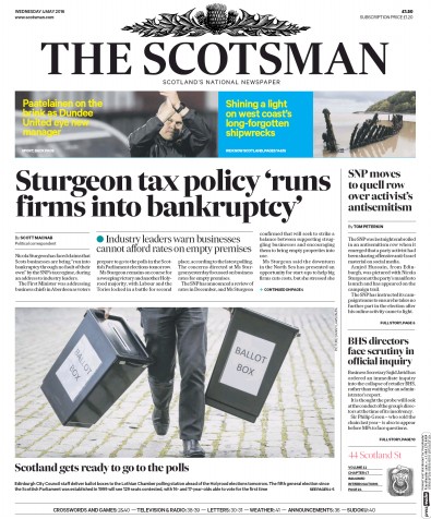 The Scotsman Newspaper Front Page (UK) for 4 May 2016