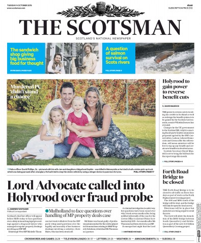 The Scotsman Newspaper Front Page (UK) for 6 October 2015