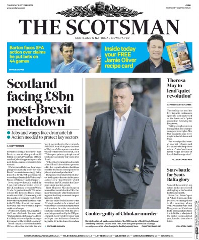 The Scotsman Newspaper Front Page (UK) for 6 October 2016