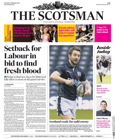 The Scotsman Newspaper Front Page (UK) for 6 February 2016
