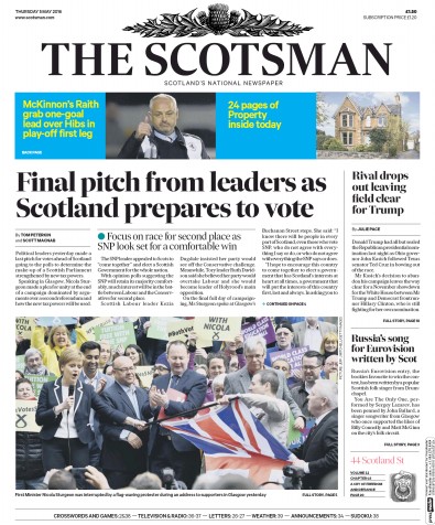 The Scotsman Newspaper Front Page (UK) for 6 May 2016