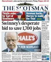 The Scotsman Newspaper Front Page (UK) for 6 July 2012