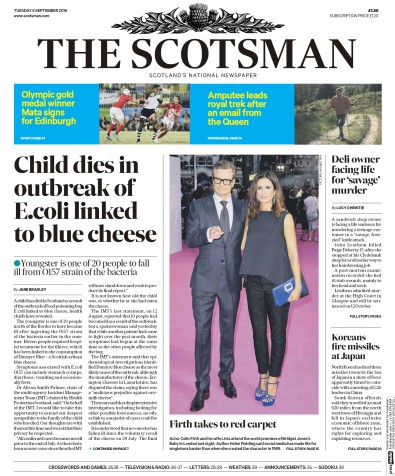 The Scotsman Newspaper Front Page (UK) for 6 September 2016