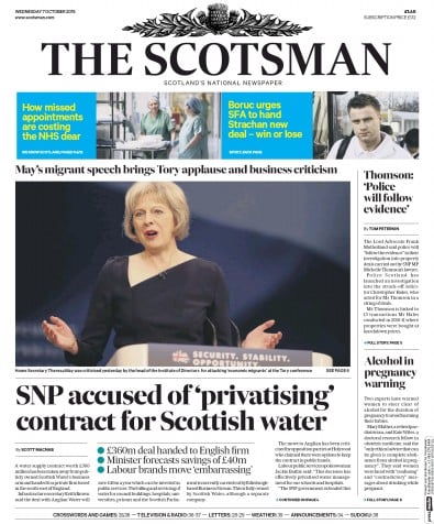 The Scotsman Newspaper Front Page (UK) for 7 October 2015