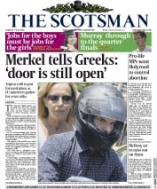 The Scotsman (UK) Newspaper Front Page for 7 July 2015