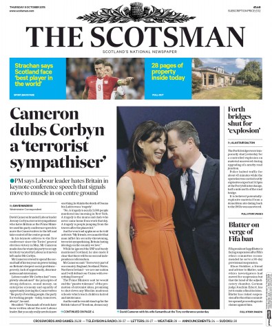 The Scotsman Newspaper Front Page (UK) for 8 October 2015
