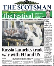 The Scotsman (UK) Newspaper Front Page for 8 August 2014