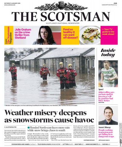 The Scotsman Newspaper Front Page (UK) for 9 January 2016