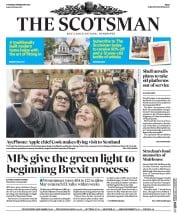The Scotsman (UK) Newspaper Front Page for 9 February 2017