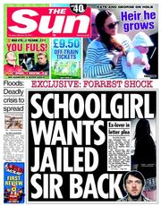 The Sun (UK) Newspaper Front Page for 10 February 2014