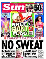 The Sun (UK) Newspaper Front Page for 10 June 2012