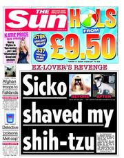 The Sun (UK) Newspaper Front Page for 11 January 2013