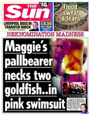 The Sun (UK) Newspaper Front Page for 11 February 2014