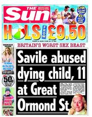 The Sun (UK) Newspaper Front Page for 12 January 2013