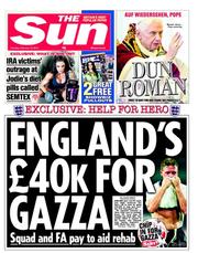 The Sun (UK) Newspaper Front Page for 12 February 2013