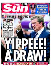 The Sun (UK) Newspaper Front Page for 12 June 2012