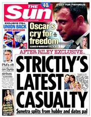 The Sun (UK) Newspaper Front Page for 12 September 2014