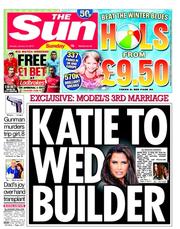 The Sun (UK) Newspaper Front Page for 13 January 2013