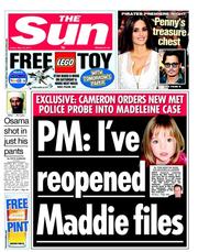 The Sun (UK) Newspaper Front Page for 13 May 2011
