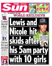 The Sun (UK) Newspaper Front Page for 13 July 2012