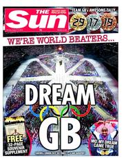 The Sun (UK) Newspaper Front Page for 13 August 2012