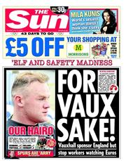 The Sun (UK) Newspaper Front Page for 14 June 2012