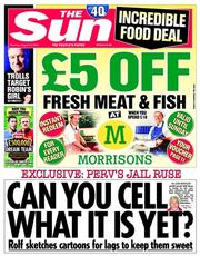 The Sun (UK) Newspaper Front Page for 14 August 2014