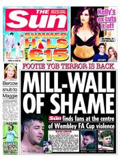 The Sun (UK) Newspaper Front Page for 15 April 2013