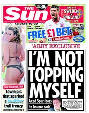 The Sun (UK) Newspaper Front Page for 15 June 2012