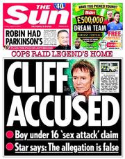 The Sun (UK) Newspaper Front Page for 15 August 2014