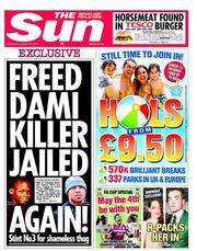 The Sun (UK) Newspaper Front Page for 16 January 2013