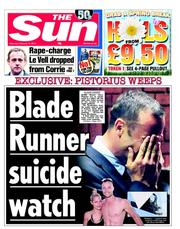 The Sun (UK) Newspaper Front Page for 16 February 2013