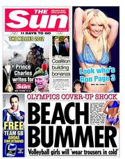 The Sun (UK) Newspaper Front Page for 16 July 2012