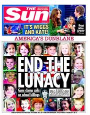 The Sun (UK) Newspaper Front Page for 17 December 2012