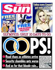 The Sun (UK) Newspaper Front Page for 17 July 2012