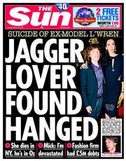 The Sun (UK) Newspaper Front Page for 18 March 2014