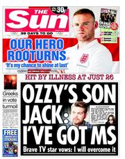 The Sun (UK) Newspaper Front Page for 18 June 2012