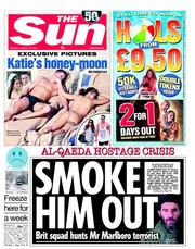 The Sun (UK) Newspaper Front Page for 19 January 2013