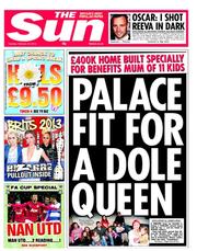 The Sun (UK) Newspaper Front Page for 19 February 2013