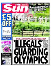 The Sun (UK) Newspaper Front Page for 19 July 2012