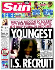 The Sun (UK) Newspaper Front Page for 1 October 2014