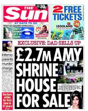 The Sun (UK) Newspaper Front Page for 1 June 2012