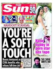 The Sun (UK) Newspaper Front Page for 20 January 2013