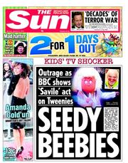 The Sun (UK) Newspaper Front Page for 21 January 2013