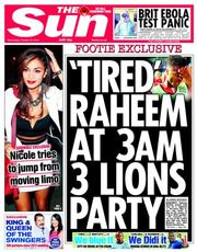 The Sun (UK) Newspaper Front Page for 22 October 2014