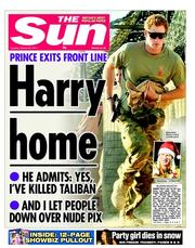 The Sun (UK) Newspaper Front Page for 22 January 2013