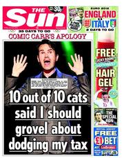 The Sun (UK) Newspaper Front Page for 22 June 2012
