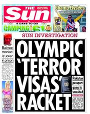 The Sun (UK) Newspaper Front Page for 23 July 2012