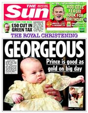 The Sun (UK) Newspaper Front Page for 24 October 2013