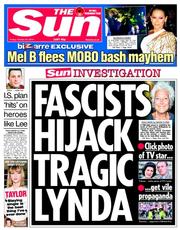 The Sun (UK) Newspaper Front Page for 24 October 2014